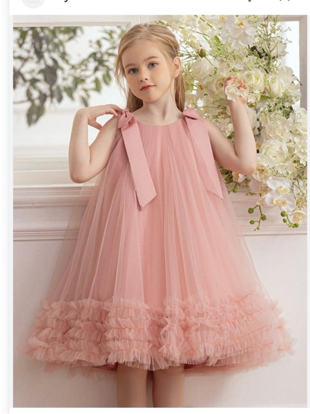 New Girls 8Y dusty pink girls' tulle tutu dress features shoulder bow details